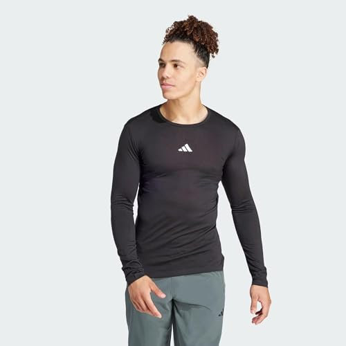 adidas Men's Workout Long Sleeve Tee, Black/White, M