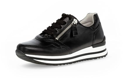 Gabor Damen Low-Top Sneaker, Frauen Halbschuhe,Wechselfußbett,Komfortable Mehrweite (H),straßenschuhe,Strassenschuhe,schwarz,38.5 EU / 5.5 UK