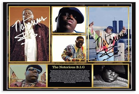 THEGIS The Notorious B.I.G. Signiertes Leinwand-Poster, Wandkunst, Dekor, Bild, Gemälde für Wohnzimmer, Schlafzimmer, Dekoration, ungerahmt, 60 x 90 cm