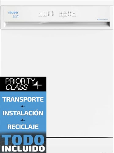 Sauber - Lavavajillas 60 cm Serie 1-DW6103WV - E - 12 Cubiertos -Indicadores LED- Cesta Regulable - ENTREGA E INSTALACIÓN INCLUIDA EN DOMICILIO