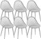 buybyroom Esszimmerstuhl 6er Set, Küchenstuhl Essstühle Kunststoffstuhl Wohnzimmerstuhl mit Stuhlbeine Metall, Set bis 120kg, Grau