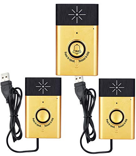 HUIOP Wireless Voice Intercom Doorbell 2-way Talk Monitor with 1*Outdoor Unit Button 2* Indoor Unit Receiver Smart Home Door Bell,Gold,Smart Wireless Door Bell