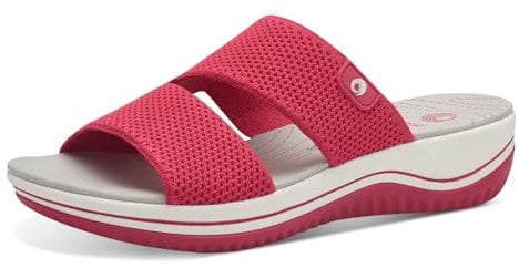 Jana Coshy Pantolette pour Dames Hallux avec Semelle Flexible Élastique, Rosa (Fuxia), 38 EU