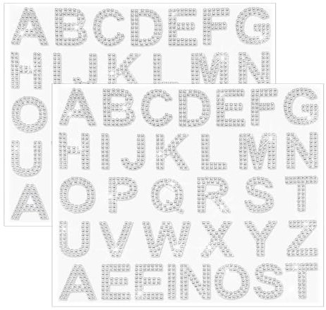 NAUZE 2Pieces Rhinestone Letter Iron-on Sticker Glitter Bling Alphabet Stickers DIY Repair Sew On Appliques for Clothing Jeans Caps