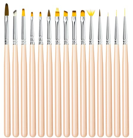 Lokaloka 15 Pinceau Nail Art Ongles Gel Professionnel avec Pinceau Degrader Ombre, Pinceaux Construction UV Bout Rond Liner Fin Fleur Eventail French Set pour Vernis Semi Permanent Peinture Acrylique