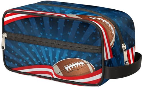 American Football Make-up-Tasche für Damen, Herren, Kinder, Mädchen, Jungen, USA-Fußball, Kulturbeutel, Kulturbeutel, Kosmetik-Organizer, Duschtasche, farbe, Einheitsgröße, Taschen-Organizer