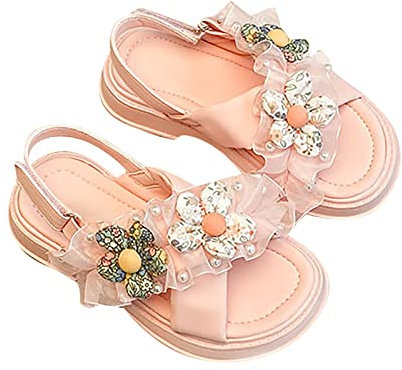 Sandali da donna e ragazza, sandali casual, open toe, leggeri, regolabili, estivi/bambini/grandi bambini 29, Colore: rosa., 30 EU