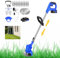 Tagliaerba a batteria, 21 V, 260 W, con batteria e caricatore, tubo telescopico 91,5 – 127,5 cm, tagliabordi leggero, 10 lame in metallo, per prato, giardino, potatura blu