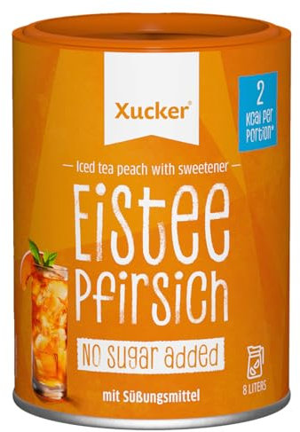 Xucker Eistee Pfirsich, zucker- und kalorienarmer Iced Tea, mit Süßungsmittel, blutzuckerfreundlich & für Diabetiker geeignet, 8 Liter