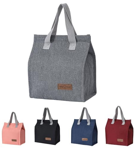 HUIQIHANG Bolsas de almuerzo para mujeres y hombres, reutilizables, aisladas, a prueba de fugas, bolsa térmica para el trabajo, escuela, picnic, viajes (gris)