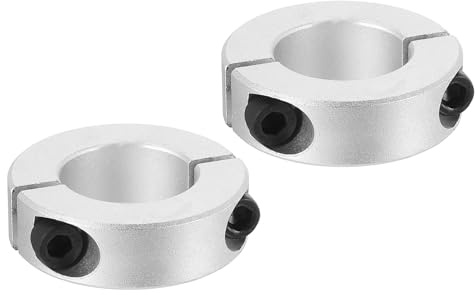 PATIKIL Geteilte Stellringe 28mm Langweilige 50mm OD 15mm Dicke, 2er-Pack Aluminiumlegierung Tiefenanschlagringe Klemm mit Gewindestift für die Maschinenbauindustrie, Silber