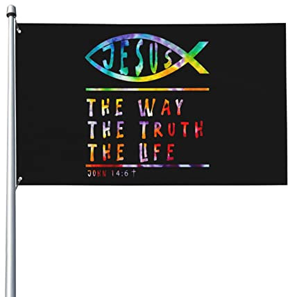 Fahne Jesus Ist Der Weg, Die Wahrheit, Das Leben, Garten Banner Gedruckt Flaggen Mit Metall-Ösen Garten Fahnen Für Parade Hof Feiertage 90X150Cm