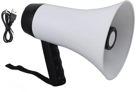 Tnfeeon Megaphone Bullhorn With Siren & Music, 30 Watt Lightweight Mini Bull Horn With Speaker & Volume Control Mega Phone Cheering Gifts for Kids & Adults Ages 14 15 16+ Years Old