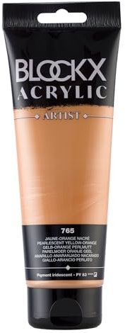 Blockx 61765BXC Acrylique Fine Semi-opaque et Satinée - Jaune-orange nacré Pigment iridescent/PY 83 - 250ml
