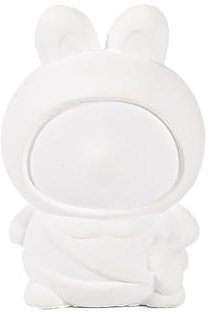 Kids Arts and Crafts Ages 2-5 Easter DIY Ceramic Figurines 3 Unpainted Plaster Bunny Dolls Art Painting Set with 12 Pigments 2 Brushes and 1 Colour Mixing Plate for Toddlers Arts (White, 20X1