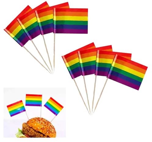 100 Stück Pride Flag,Regenbogen Flagge Regenbogenfahne Klein Regenbogenflagge Bunte Flaggen Zahnstocher Lustig Fahne Lgbtq Deko Gay Rainbow Flags Csd Accessoires Lgbt Decorations,für Lesbian Bisexual