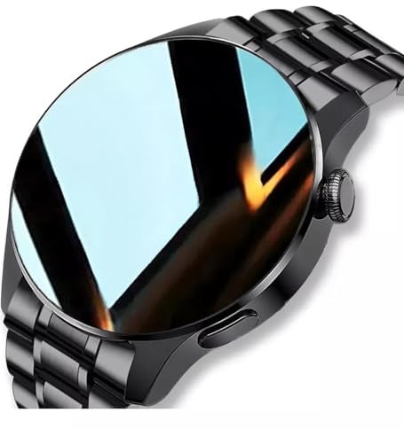 LOYEWAIER Moderne SmartUhren 1.30'' HD Bildschirm Anruf/Nachricht Erinnerung Bluetooth Uhr Mann Outdoor Sport Aktivität Fitness Tracker Männer Schwarz Edelstahl Smartwatch für Android IOS