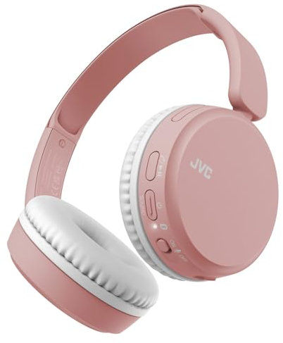 JVC Cuffie senza fili con Bluetooth 5.2, microfono, 35 ore di batteria, 3 modalità audio ed equalizzatore. Leggero, basso potente e design regolabile, HA-S36W-P (rosa)