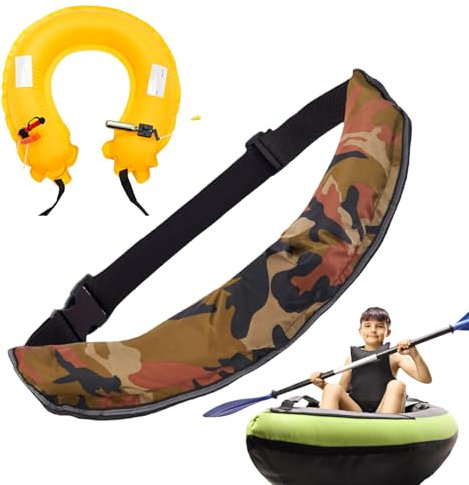 Cintura Salvagente Gonfiabile - Addominale | Strumento Compatto Regolabile con Fischietto Riflettente per Kayak Pesca Sport Uomo Donna