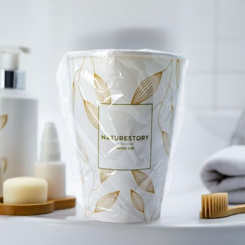 MAQA Gobelets en Papier 200ml Emballés Individuellement – Compostables et Biodégradables – Gobelets Écologiques à Usage Unique pour Hôtels, B&B et Établissements d’Hébergement – Hygiéniques, Durables