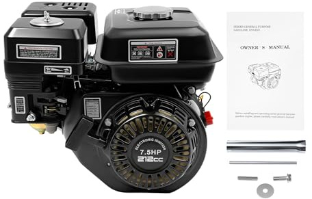 Mqwdxzfes 7.5PS 4 Takt Benzinmotor, 210cc Go-Kart Motor mit 20 mm Achse, Industriemotor Antriebsmotor Einzylinder Benzin Motor Standmotor Leichtstartmotor für Generator, Kompressor