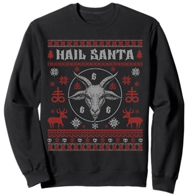 Hail Santa Heavy Pagan Solstice Gothic Ugly Christmas Sweatshirt