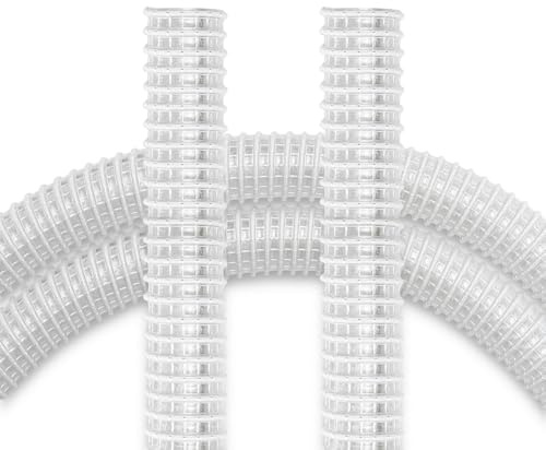 PRIMEBAG Schlauch Ø35mm für Werkstatt und Zyklon-Abscheider Transparent, 2m | Extrem robust, flexibel, Fadenverstärkt, Stahlfeder, Transparent, Gewebeschlauch, knickfest, sehr flexibel