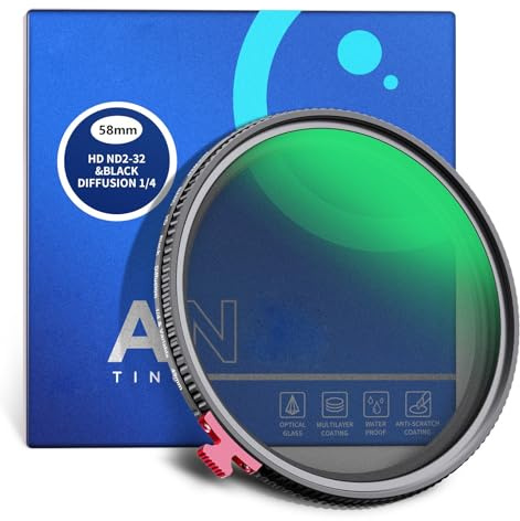 ND2 auf ND32 verstellbarer Graufilter, variabel, 49 mm, 52 mm, 58 mm, 62 mm, 67 mm, mit schwarzem Diffusionseffekt, variabler ND-Filter