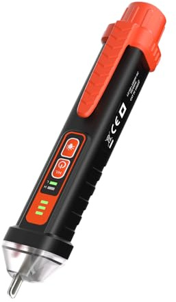 Détecteur de Tension Sans Contact, Testeur de Tension avec Double Sensibilité 12/48V-1000V, Test de Fil de Phase/Neutre, Buzzer Sonore & Lumineux, Lampe de Poche, Stylo Testeur de Tension NCV