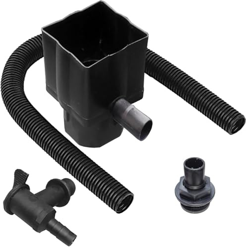Rainwater Diverter Kit - Downpipe Water Butt Connector - Fits Round & Square PVC Downpipes - Black Plastic Rectangular Rainwater Diverter with Tap