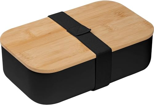 Livepac-Office Brotdose/Lunchbox/mit Bambusdeckel/Farbe: schwarz