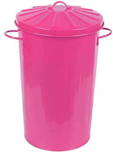 CrazyGadget® Metal 18 Litre 18L Small Round Colour Recycle Dustbin Paper Rubbish Waste Bin with Lid (Pink)