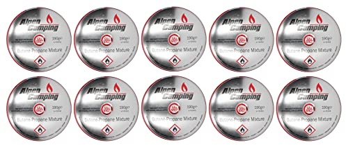 SMH LINE® 10x 190g Butan Stechkartusche Universal Gaskartuschen mit Sicherheitsventil Bunsenbrenner Gas Propan Mix Campingkocher Gaskocher Gasheizung Lötbrenner Gas-Stop-System
