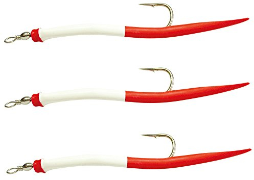 Dieter Eisele Gummi-Makks rot/weiß - 3 Kunstköder für Dorsch, Länge / Hakengröße:18cm / Gr. 12/0