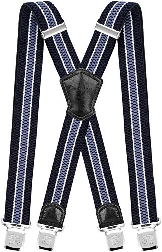Decalen Herren Pe 40mm Hosenträger, Marineblau, Weiß, Hellblau, Einheitsgröße