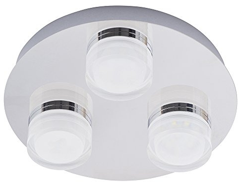 LITECRAFT Bolton Bathroom IP44 Rated LED Ceiling Light - Polished Chrome (3 Light, Spotlight Plate)