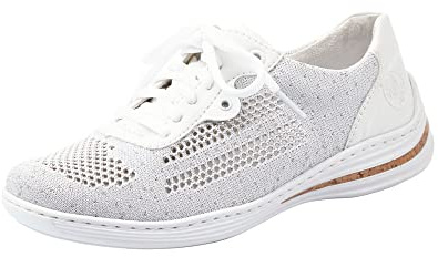 Rieker M3506 Women’s Low-Top Sneakers, White (White-Silver/Weiss 80), 3.5 UK