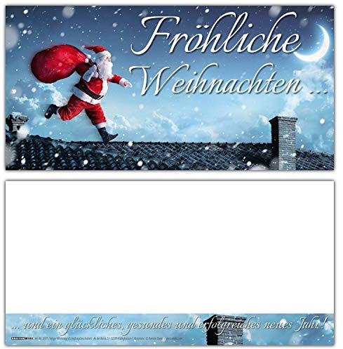 BREITENWERK Weihnachtskarten Set (12 Stück) WEIHNACHTSMANN - ideal als Brief oder Postkarte - privat und geschäftlich - Frohe Weihnachten Karten