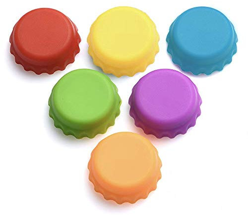 Sinogoods Silicone Bottle Stopper, Bottle caps, Beer Saver, 6 Pcs Bottle Caps Reusable Silicone Stopper Cap