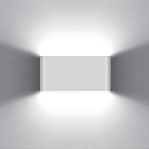 KAWELL 12W Modern Wandlampe LED Wandleuchte Up Down Aluminium Wandbeleuchtung Wasserdicht IP65 Innen Außen für Schlafzimmer Badezimmer Wohnzimmer Flur Treppen Korridor, Weiß 6000K