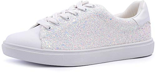 Feversole Women's Featured PU Leather Lace-Up Sneaker,Sneakers Stringate in Pelle PU da Donna