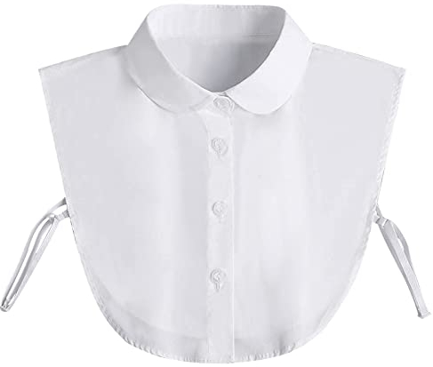 Quesuc Demi Chemise Col Femme, Col Détachable Femme Faux Chemisier Col Chemise, Confortable, Lisse, Facile à Porter, Convient Aux Bureaux/Salles De Réunion Hommes Femmes (Col Rond Blanc) 36-38
