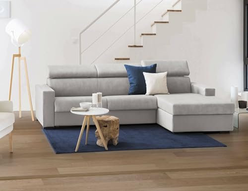 Talamo Italia - Schlafsofa mit Halbinsel Alberta, Sofa mit rechter Stauraumhalbinsel, Standardarmlehnen, 100 % Made in Italy, 280 x 95 x 85 cm, Grau
