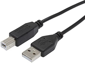 APM Cavo stampante 1,8 metri, cavo USB 2.0 USB-A a USB-B, compatibile stampante HP, Epson, Canon, Lexmark, Brother, Scanner, Hard Disk, Computer, Colore Nero, 570300