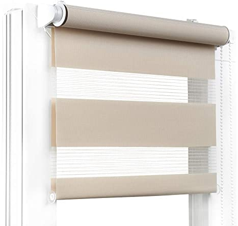 Fenster DEKOR - Rollos für Fenster Beige - Klemmfix Rollo ohne Bohren 150 x 40 cm - Doppelrollo mit einer breiten Auswahl an Größen und Farben - Blickdichte Rollos, einfach zu montieren