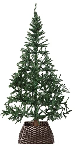 Faltbarer Weihnachtsbaum Rock Kragen Korb Ring Basis Ständer Abdeckung Rattan Kunststoff Braun