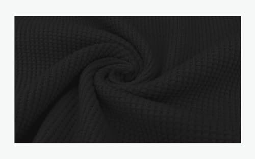 Stoff am Stück 0,5 Meter Stoff Baumwolle Waffel Jersey schwarz Waffelstrick elastisch