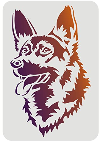 FINGERINSPIRE Hundeschablone 29,7x21cm Kunststoff-Schäferhund-Malschablone Hundekopfmuster-Schablonen Wiederverwendbare Haustier-Freund-Schablonen zum Malen auf Holz, Boden, Wand und Fliesen
