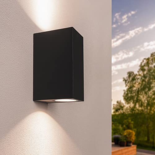 Ledvion - LED Wandlampe Helene, Schwarz, Quadrat, Mit 2x GU10 Up&Down, IP54