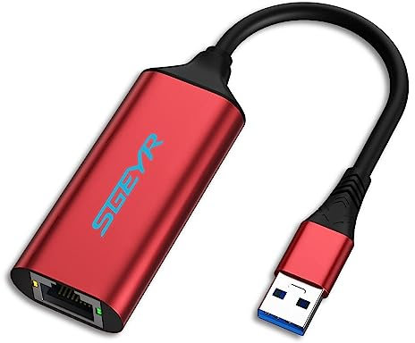 SGEYR Adattatore USB a Ethernet RJ45, USB C LAN per MacBook, Rosso